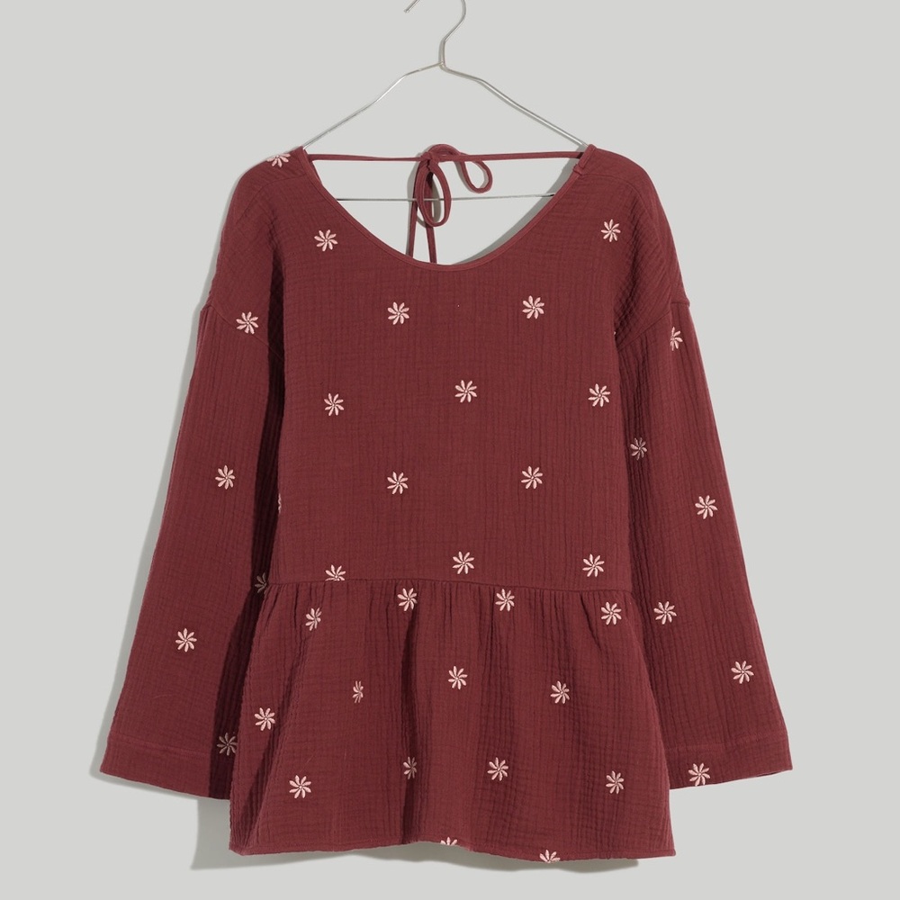 Madewell Embroidered Peplum Top